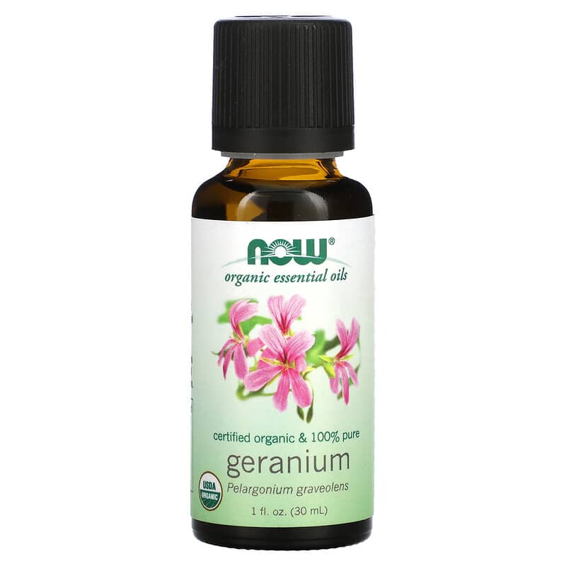 Organic Essential Oils, Geranium, 1 fl oz (30 ml), Now Foods