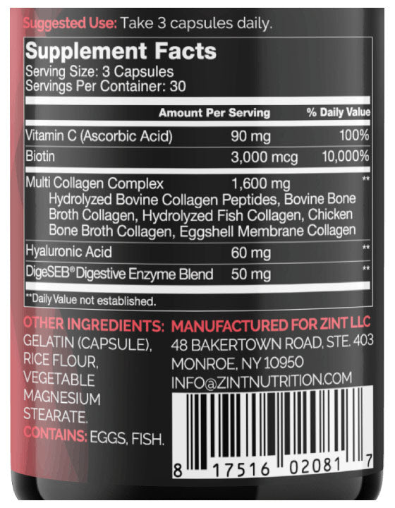Complete Multi Collagen, 90 Capsules, Zint Nutrition