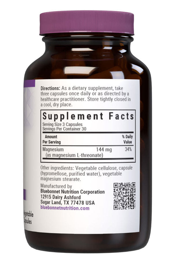 Magnesium L-Threonate, 90 Vegetable Capsules, Bluebonnet Nutrition