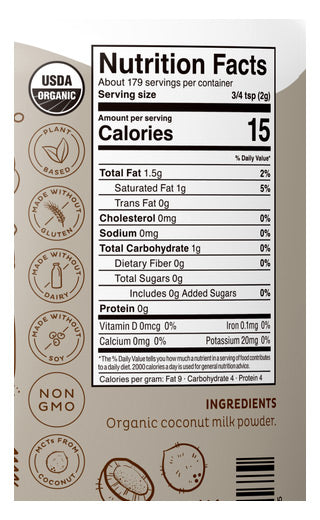 Organic Coconut Milk Powder, 12.6 oz (179 Servings), KOS