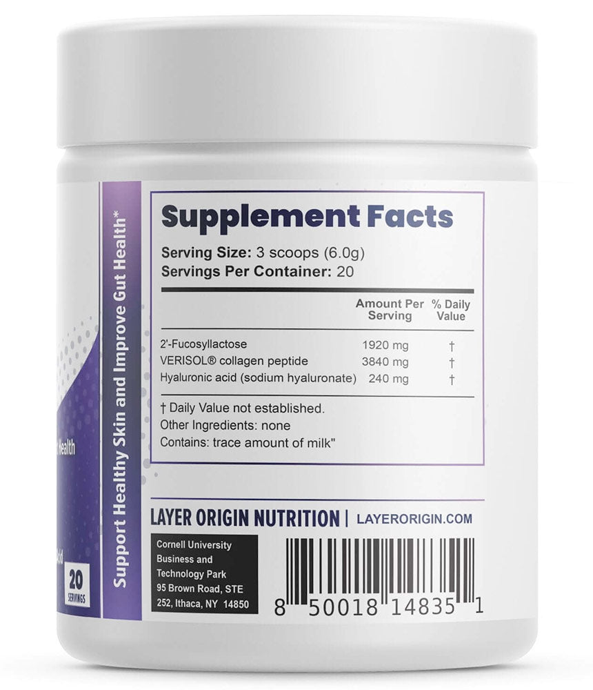 PureHMO Beauty Mix, with Collagen Peptides & Hyaluronic Acid, 20 Servings, Layer Origin Nutrition