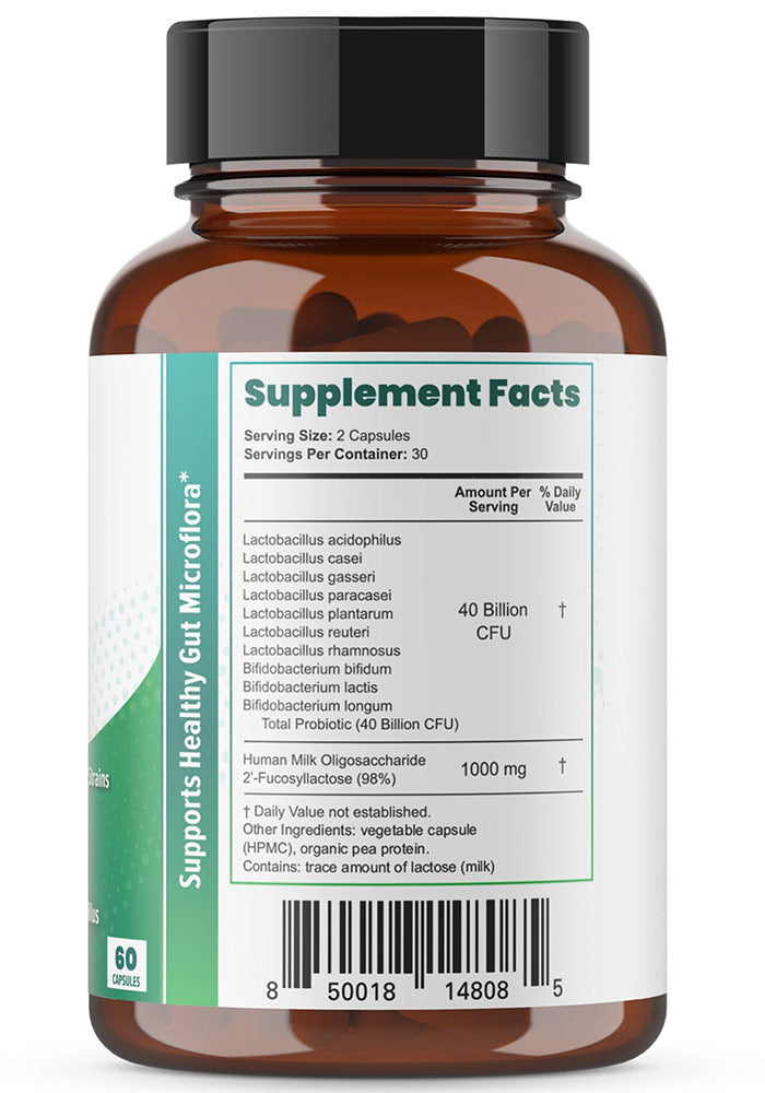 PureHMO Human Milk Oligosaccharide Synbiotic, Prebiotic & Probiotic Combo, 60 Capsules, Layer Origin Nutrition