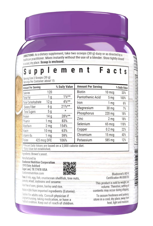 Super Earth Brewer's Yeast Powder, Unflavored, 1 lb, Bluebonnet Nutrition