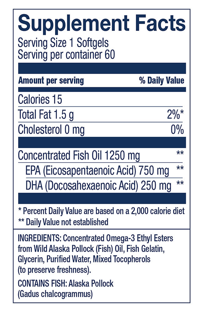 Wild Alaskan Fish Oil - Peak EPA, 60 Softgels, Wiley's Finest