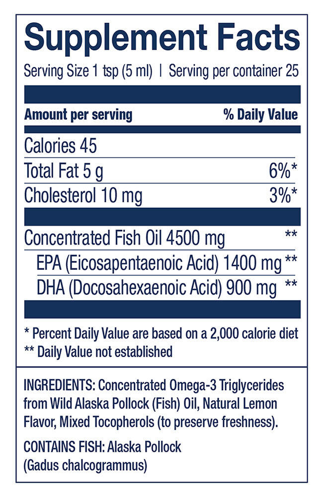 Wild Alaskan Fish Oil - Peak Omega-3 Liquid, 4.23 oz (125 ml), Wiley's Finest