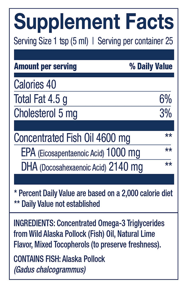 Wild Alaskan Fish Oil - Summit DHA Liquid, 4.23 oz (125 ml), Wiley's Finest