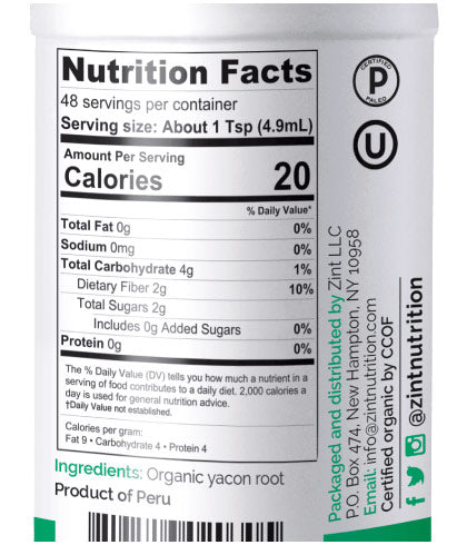 Organic Yacon Syrup, Prebiotic Sweetener, 8 oz, Zint Nutrition