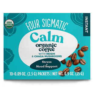 Calm Organic Instant Coffee with Reishi & Chaga Mushrooms, 10 Packets, Four Sigmatic