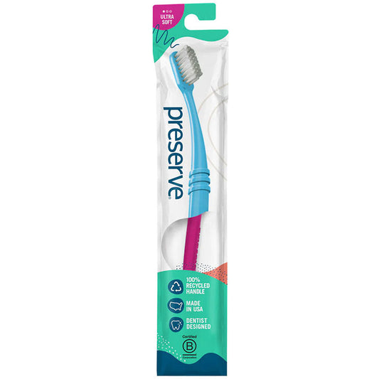 Adult Toothbrush in Lightweight Pouch, Ultra Soft, 1 pc, Preserve
