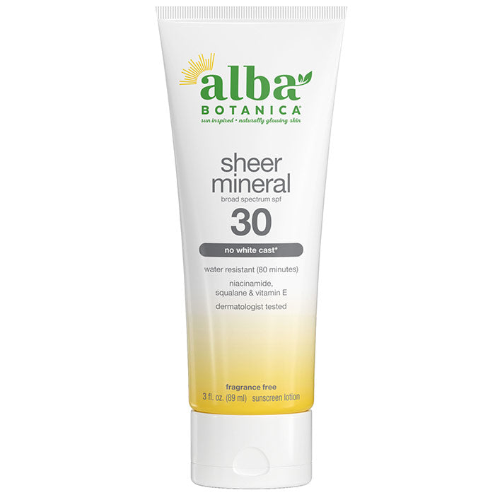Sheer Mineral Sunscreen Lotion SPF 30, 3 oz, Alba Botanica