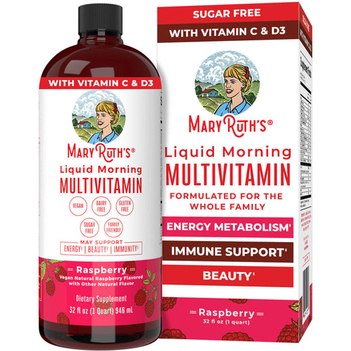 Liquid Morning Multivitamin, Raspberry, 30 oz (887 ml), MaryRuth's