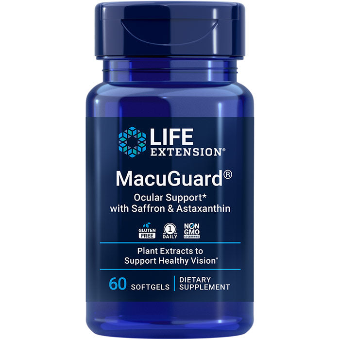 MacuGuard Ocular Support with Saffron & Astaxanthin, 60 Softgels, Life Extension