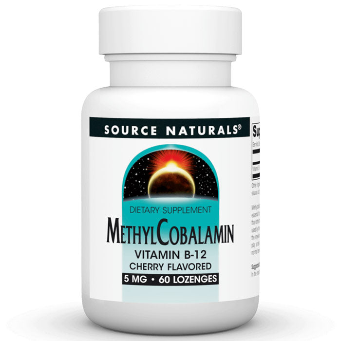 MethylCobalamin 5 mg Cherry Flavored Vitamin B-12, 60 Lozenges, Source Naturals
