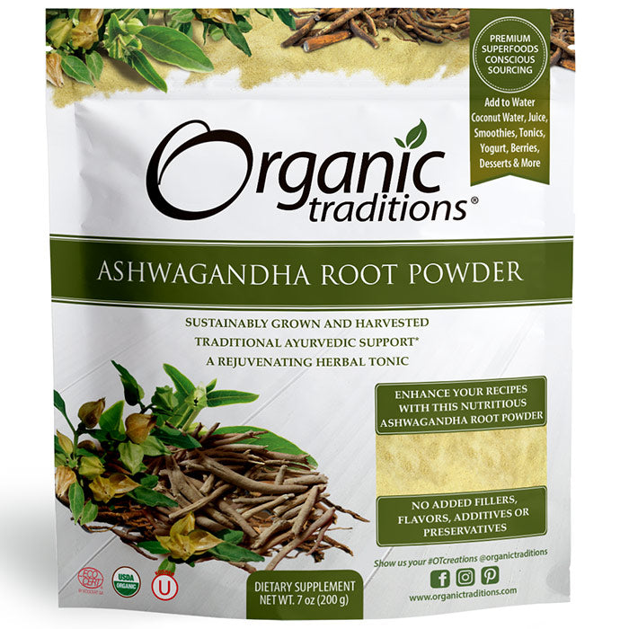 Organic Ashwagandha Root Powder, 7 oz (200 g), Organic Traditions ...