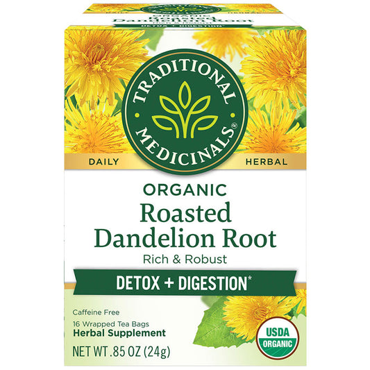 Organic Roasted Dandelion Root Tea, 16 Tea Bags, Traditional Medicinals Teas