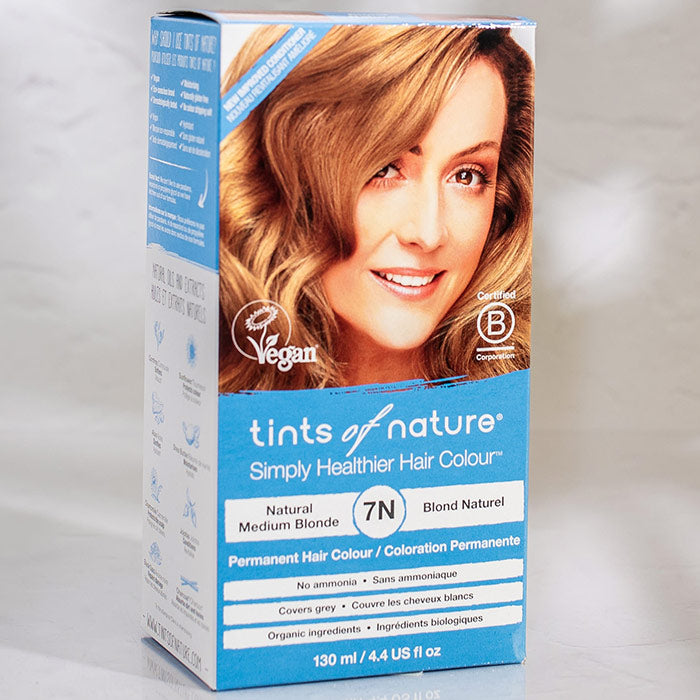 Permanent Hair Colour 7N Natural Medium Blonde, 4.4 oz, Tints of Nature