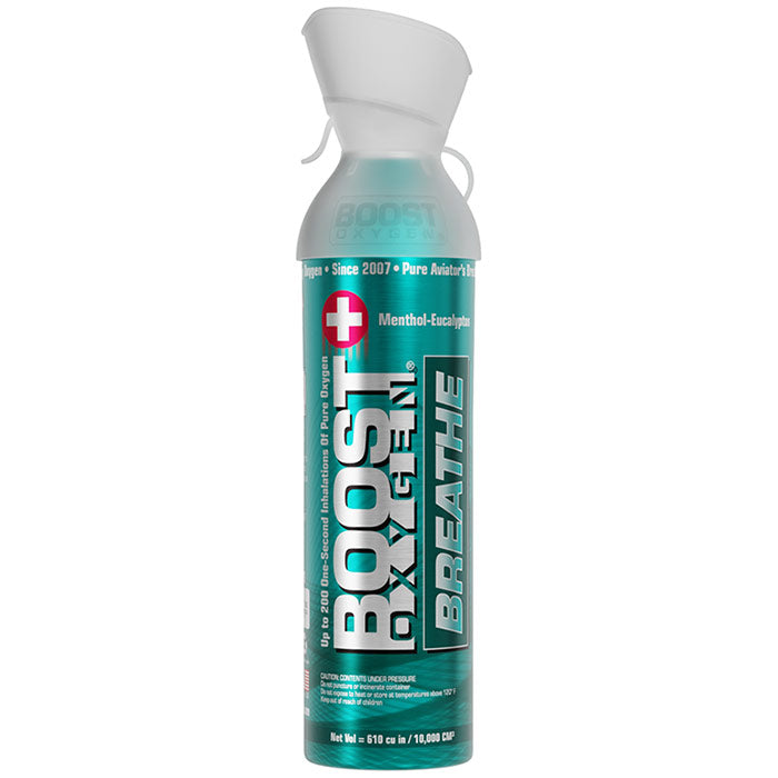 95% Pure Oxygen Inhaler Canister, Breathe (Menthol Eucalyptus), Large (10 Liter), Boost Oxygen