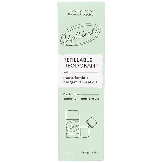 Refillable Deodorant with Macadamia + Bergamot Peel Oil, 1 Tube + 1 Refill, UpCircle Beauty