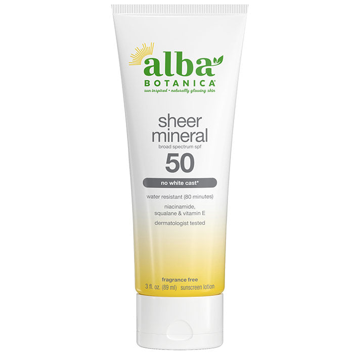 Sheer Mineral Sunscreen Lotion SPF 50, 3 oz, Alba Botanica