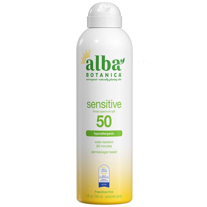 Sensitive Sunscreen Spray SPF 50, 5 oz, Alba Botanica
