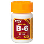 Vitamin B-6 25 mg, 100 Tablets, Watson Rugby