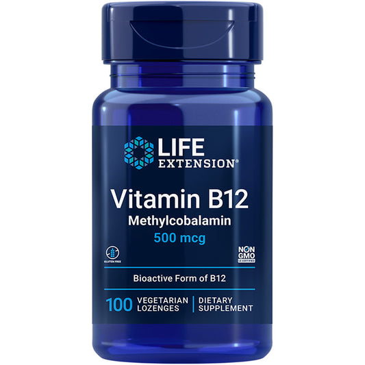 Vitamin B12 Methylcobalamin 500 mcg, 100 Vegetarian Lozenges, Life Extension