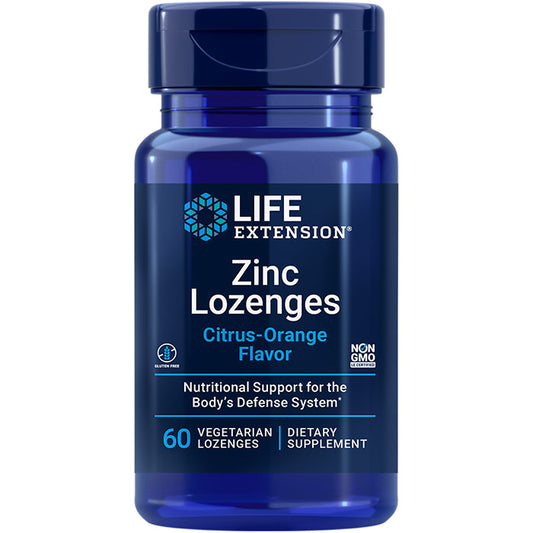 Zinc Lozenges, Citrus-Orange Flavor, 60 Vegetarian Lozenges, Life Extension