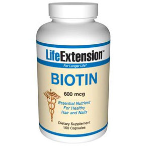 Biotin 600 mcg, 100 Capsules, Life Extension