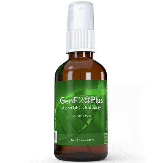 GenF20 Plus Oral Spray - A powerful HGH supplement with Alpha GPC for anti-aging and muscle recovery.