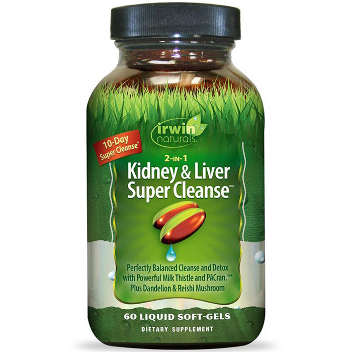 2-in-1 Kidney & Liver Super Cleanse, 60 Liquid Soft-Gels, Irwin Naturals