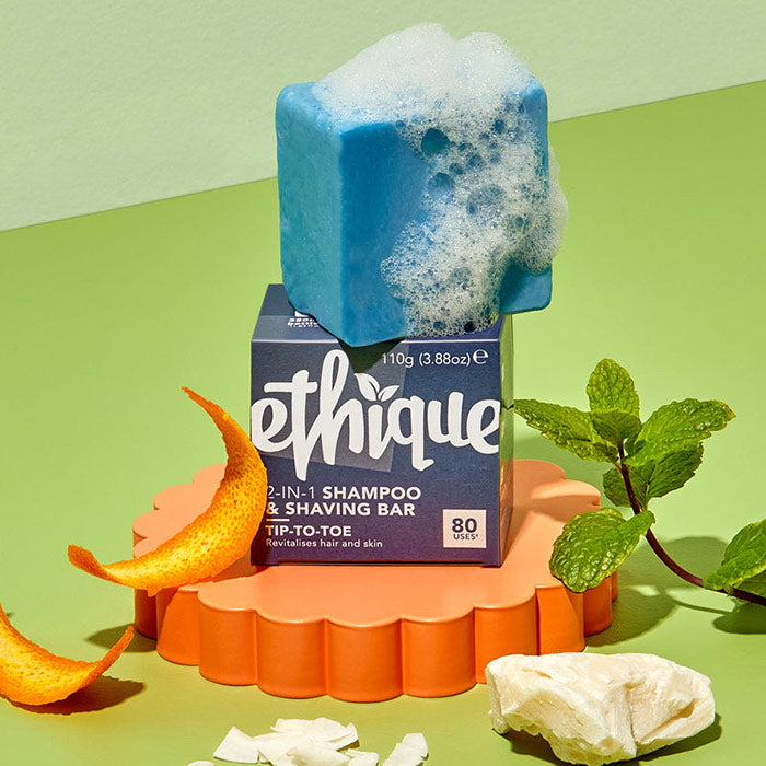 2-In-1 Solid Shampoo & Shaving Bar - Tip-to-Toe, 3.88 oz (110 g), Ethique