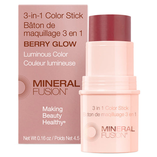 3-in-1 Color Stick - Berry Glow, 0.18 oz, Mineral Fusion Cosmetics