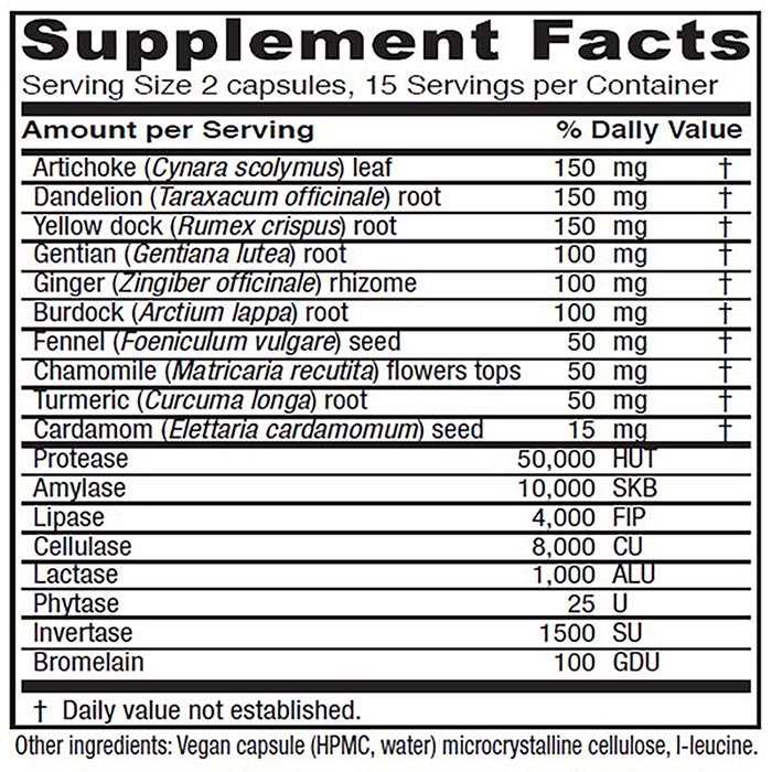 Bitters Extra, Digestion Support, 30 Vegetarian Capsules, Vitanica