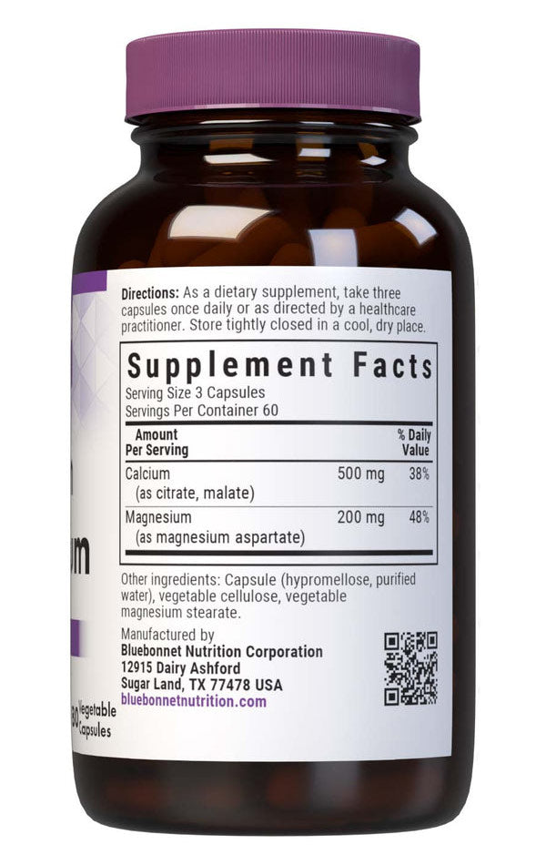 Calcium Plus Magnesium, 180 Vcaps, Bluebonnet Nutrition