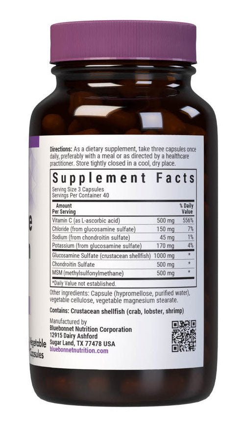 Glucosamine Chondroitin Plus MSM, 120 Vegetable Capsules, Bluebonnet Nutrition