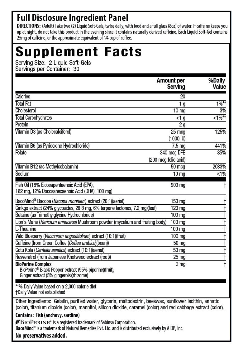 Healthy Brain All-Day Focus, 60 Liquid Soft-Gels, Irwin Naturals