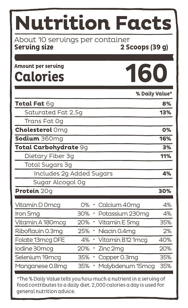 Organic Superfood Plant Protein Powder - Chocolate Peanut Butter, 13.75 oz (10 Servings), KOS