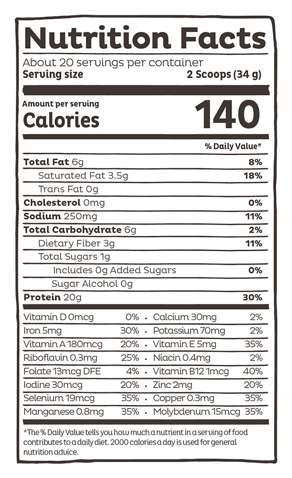 Organic Superfood Plant Protein Powder - Unflavored & Unsweetened, 24 oz (20 Servings), KOS