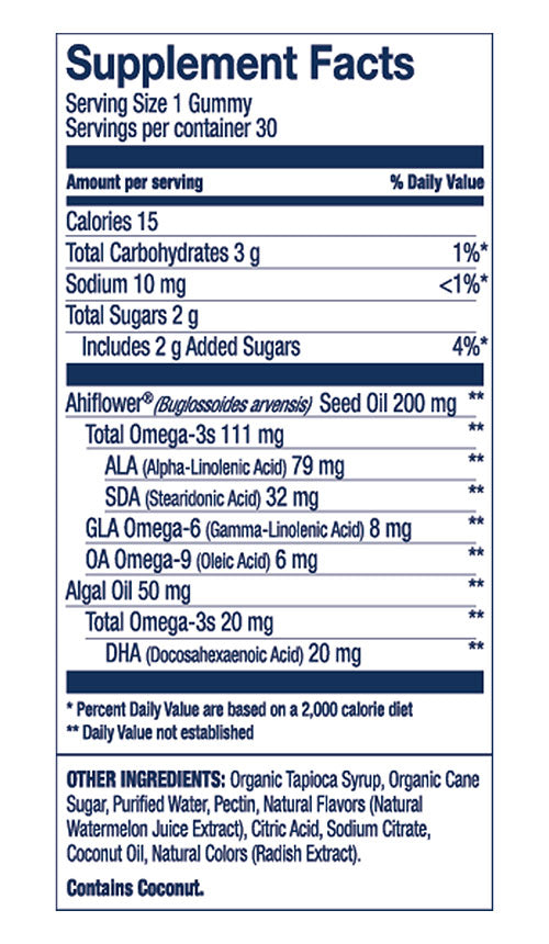 Plant Powered Nutrition - Vegan Omega-3 Gummies for Kids, Watermelon Wonder, 30 Count, Wiley's Finest