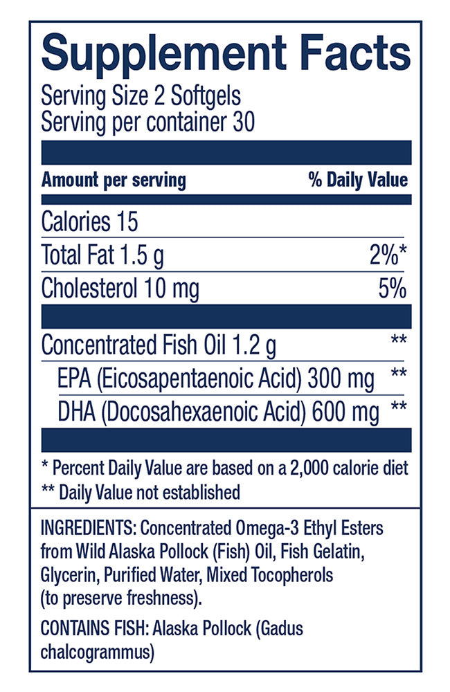 Wild Alaskan Fish Oil - Peak DHA, 60 Softgels, Wiley's Finest