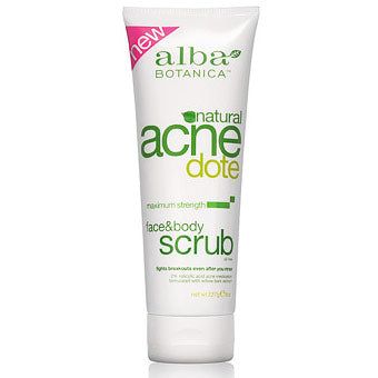 Natural Acnedote Face & Body Scrub, 8 oz, Alba Botanica