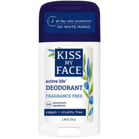 Active Life Stick Deodorant, Fragrance Free, 2.48 oz, Kiss My Face