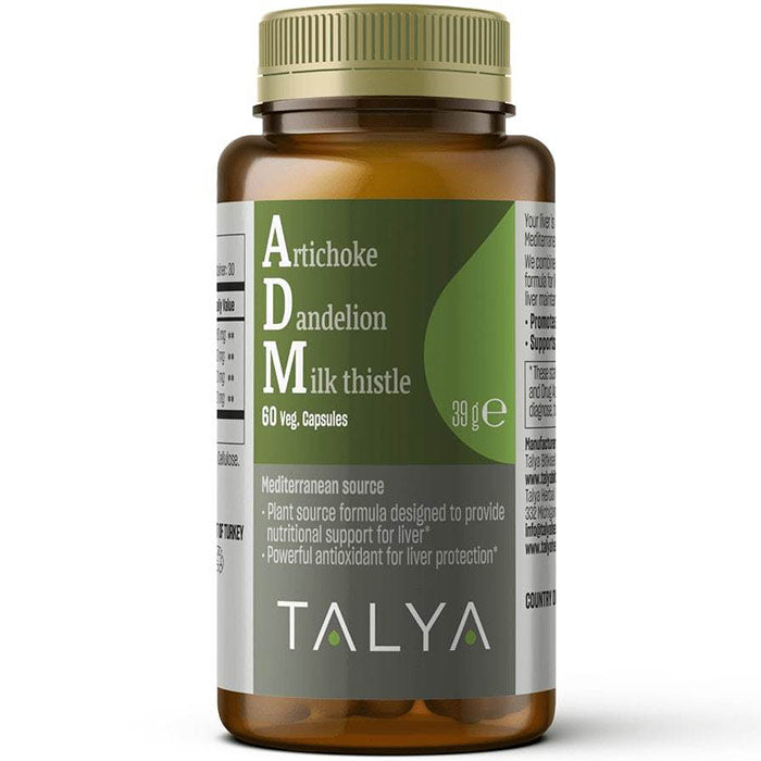 ADM (Artichoke/Dandelion/Milk Thistle), Liver Support, 60 Vegetarian Capsules, Talya Herbal