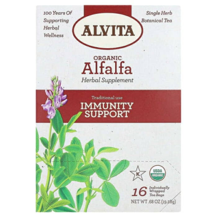 Alfalfa Leaf Herbal Tea Supplement, 16 Tea Bags, Alvita Tea