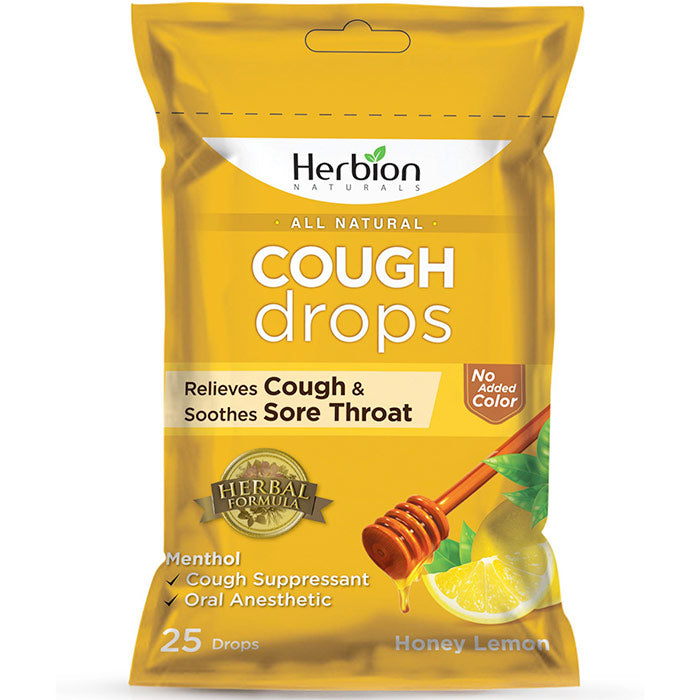 All Natural Cough Drops - Honey Lemon, Value Size, 25 Drops, Herbion