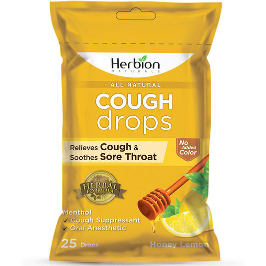 All Natural Cough Drops - Honey Lemon, Value Size, 25 Drops, Herbion