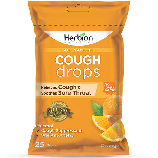 All Natural Cough Drops - Orange, Value Size, 25 Drops, Herbion