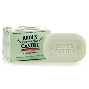 Aloe Vera Coco Castile Bar Soap, Value Pack, 4 oz x 3 Bars, Kirk's Natural