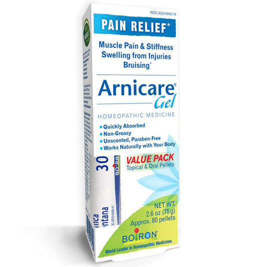 Arnicare Gel Value Pack - Topical Arnica Gel & Oral Pellets, 2.6 oz Tube + 80 Pellets, Boiron