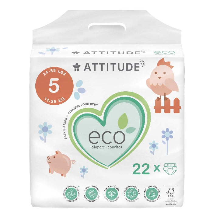 Baby Diapers Junior Size 5, 22 ct, Attitude